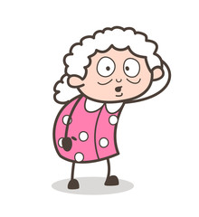 Cartoon Shocked Face Expression of Old Lady Vector Illustration