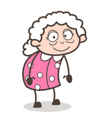 Cartoon Smiling Old Lady Vector Illustration