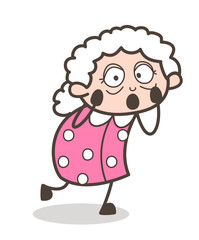 Fototapeta premium Cartoon Shocked Granny Expression Vector Illustration