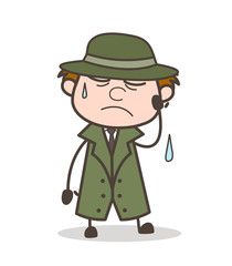 Cartoon Tired Detective Expression Vector Illustration