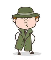 Cartoon Detective Having Pain in Body Vector Illustration
