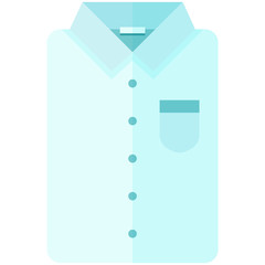 Vector Icon of a classic blue shirt  for men or woman in flat style without lines. Pixel perfect. Bussiness and office look. For shops and stores 