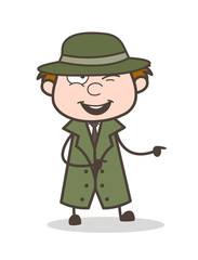 Cartoon Detective Funny Expression Vector Illustration