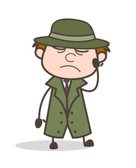 Cartoon Detective Emotional Expression Vector Illustration