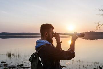 A guy with a telescope for nature...