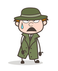 Vaery Tired Detective Expression Vector Illustration