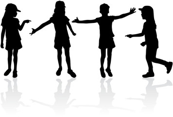 Obraz na płótnie Canvas Vector silhouette of children on white background.