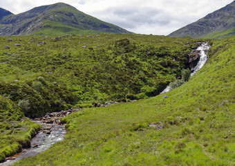 Fototapeta na wymiar Mountain stream south of Portree on the Isle of Skye in the Inner Hebrides, Scotland, United Kingdom