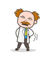 Cartoon Scientist Screaming in Pain Vector Illustration