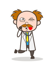 Cartoon Scientist Blowing Kiss Vector Illustration