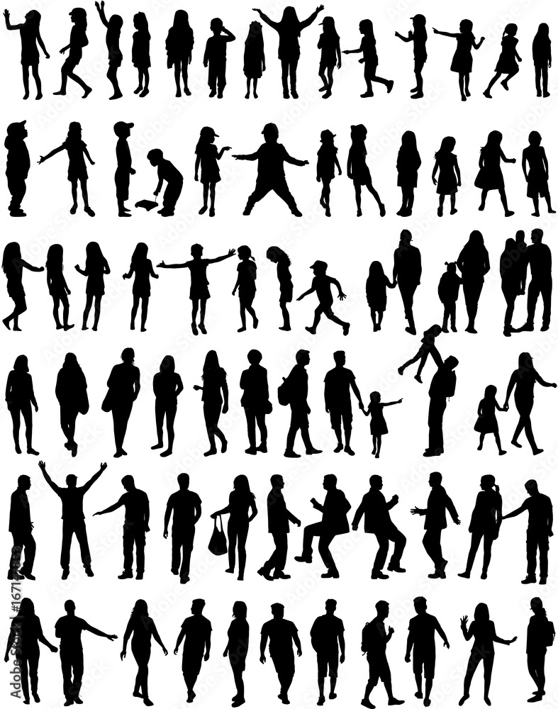 Canvas Prints large collection silhouettes of people.