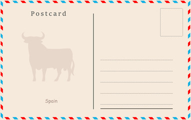 Vintage postcard. Vector design. Сountries of the world. Spain