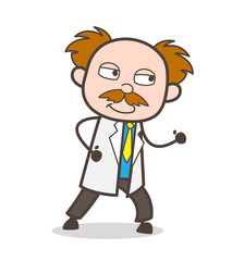 Cartoon Clever Scientist Running Pose Vector