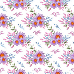 Fototapeta na wymiar Pattern with violet flowers