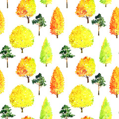 seamless pattern with watercolor trees