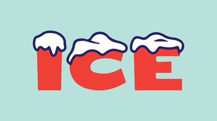 Ice word art snow cap