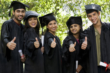 College students at graduation ceremony 