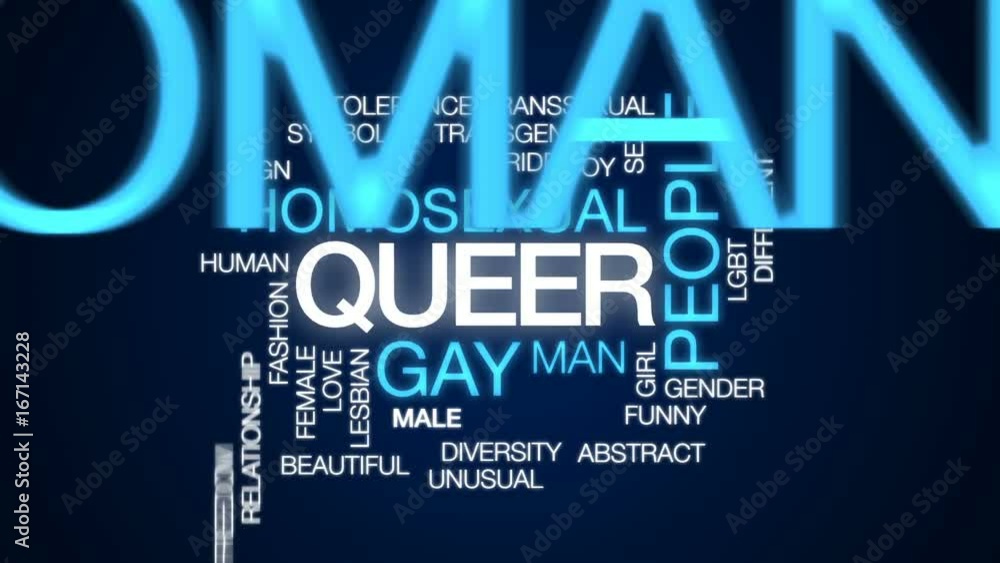 Sticker queer animated word cloud, text design animation.