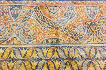 Roman mosaic background. La Olmeda, Palencia, Spain