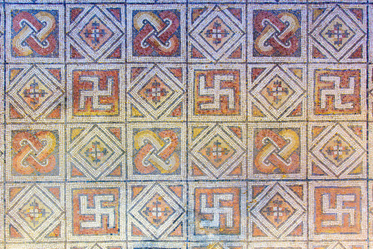 Roman mosaic background. La Olmeda, Palencia, Spain