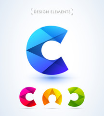 Abstract letter C, N, D logo template. Material design style