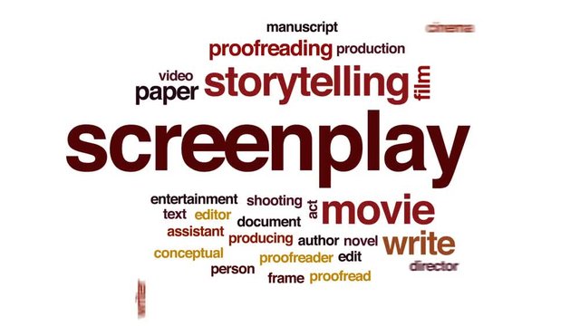 Screenplay animated word cloud, text design animation.