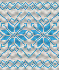 Nordic Knitted texture blue on white Seamless Pattern. EPS 10 vector