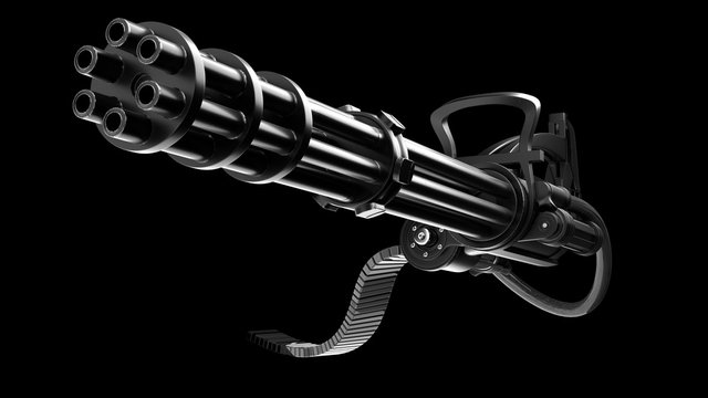 Minigun on a black background