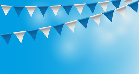 Wimpel Girlande mit Himmel, Wimpelkette,Wimpel, Oktoberfest, Wimpelgirlande, Vektor Illustration