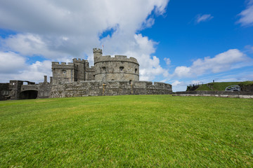Fototapeta na wymiar Castle grounds on the coast in Cornwall