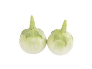 Green eggplant vegetable isolated on white background with clipping path.