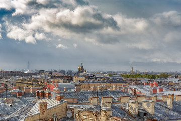 Obraz premium St Petersburg roofs, panoramic view from rooftop