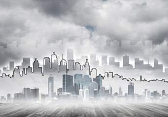 Background image with city center view as modern business life c