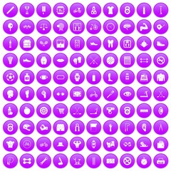 100 kettlebell icons set purple