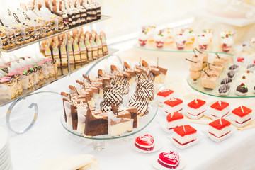 Buffet with a variety of delicious sweets, food ideas, celebration