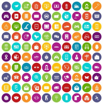 100 telephone icons set color