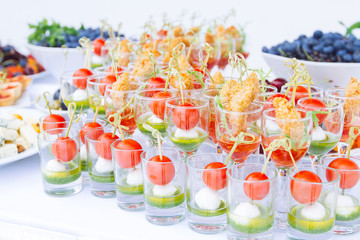Beautifully decorated catering banquet table
