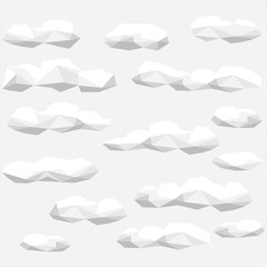 Polygon cloud collection, low poly cloud illustration set - 167152279