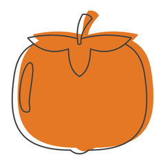 Persimmon in doodle style icons vector illustration for design and web isolated on white background