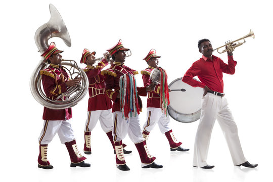 Bandwalas playing on their instruments