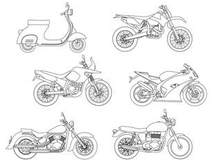 Hand draw style of a vector new motorcycle illustration for coloring book