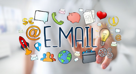 Businessman using manuscript contact text