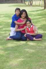 Portrait of family in park