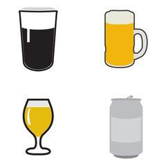 Set of beer icons on a white background, Vector illustration
