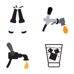 Set of beer icons on a white background, Vector illustration