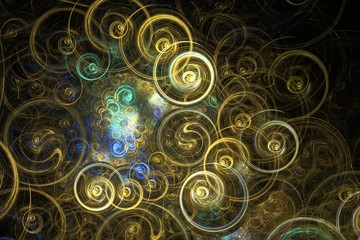 Fractal made by a lot of gold spirals
