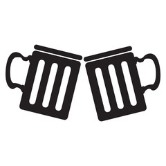 Isolated silhouette of a pair of beer mugs, Vector illustration