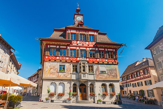 Altes Rathaus von Stein am Rhein mit Fassadenmalerei, Schweiz
