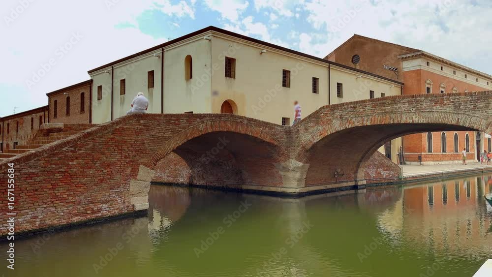 Canvas Prints venetian atmospheres of bridges of an old lagoon town near ferrara in color graded clip