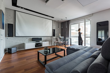 Gray and white living room